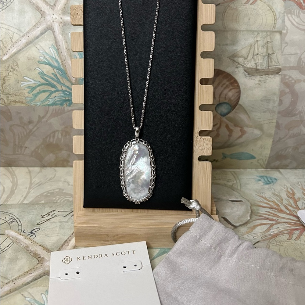 Kendra Scott Macrame Reid Silver Necklace with Ivory Mother-of-Pearl